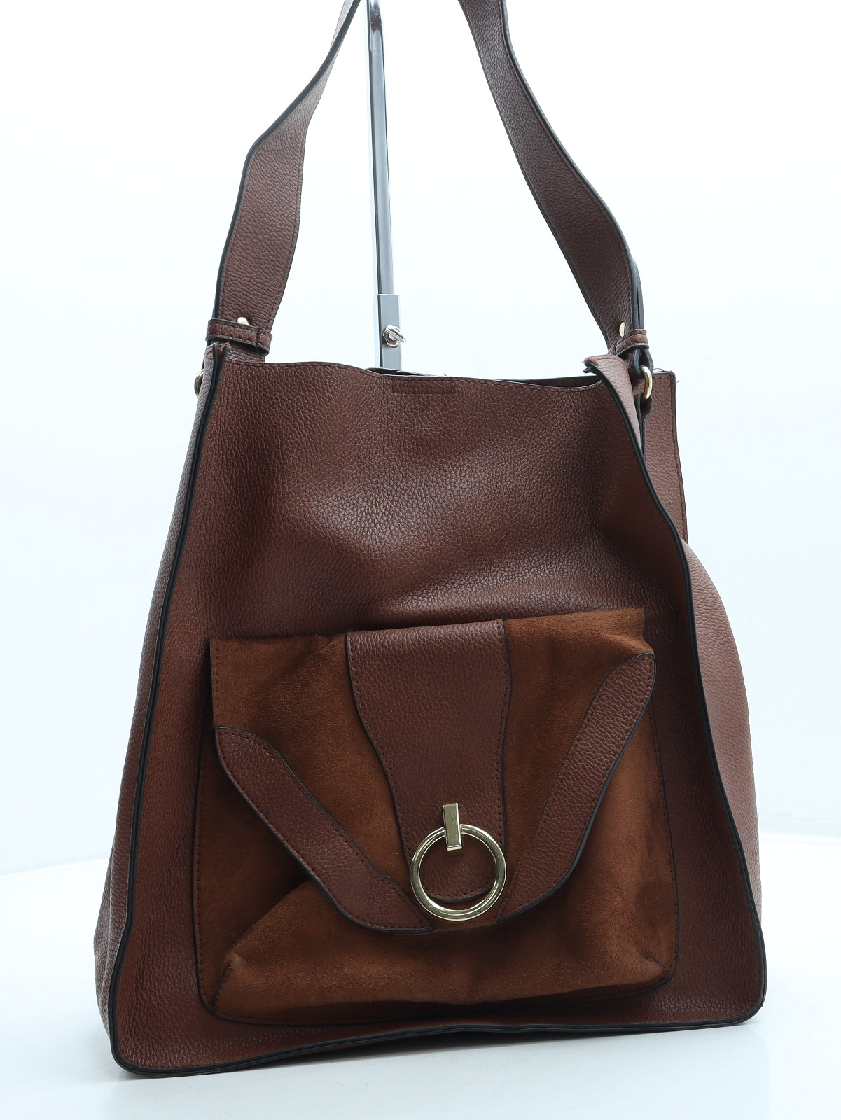 Primark Womens Brown Leather Shoulder Bag Size Medium