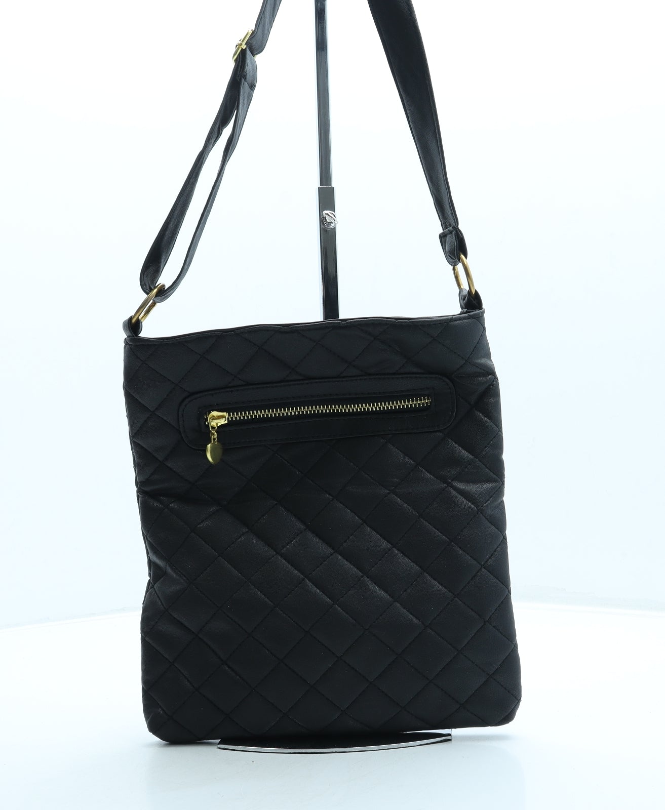 Preworn Womens Black Leather Crossbody Size Small