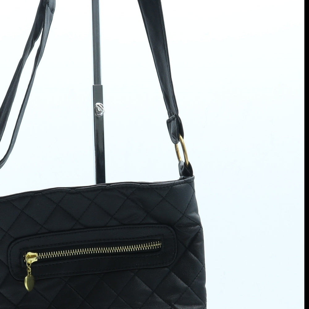Preworn Womens Black Leather Crossbody Size Small