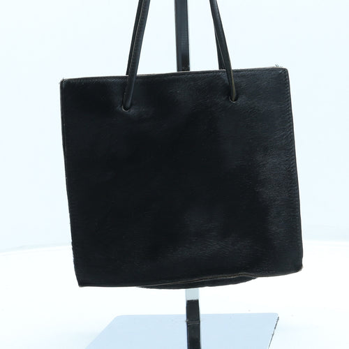 Preworn Womens Black Faux Fur Top Handle Bag Size Small