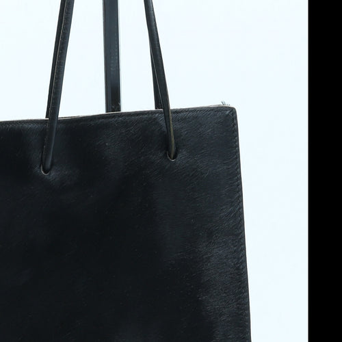 Preworn Womens Black Faux Fur Top Handle Bag Size Small