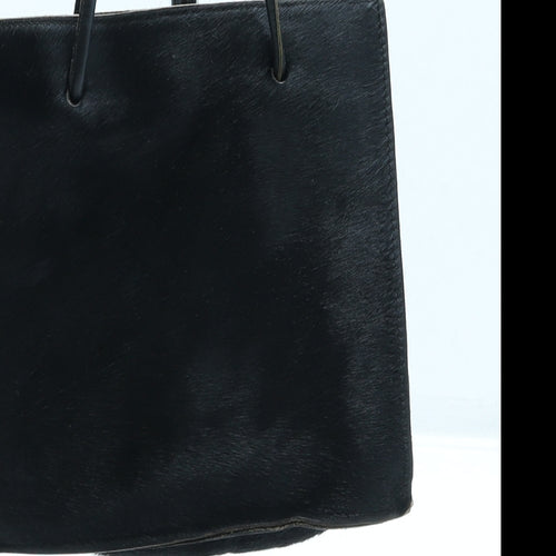 Preworn Womens Black Faux Fur Top Handle Bag Size Small