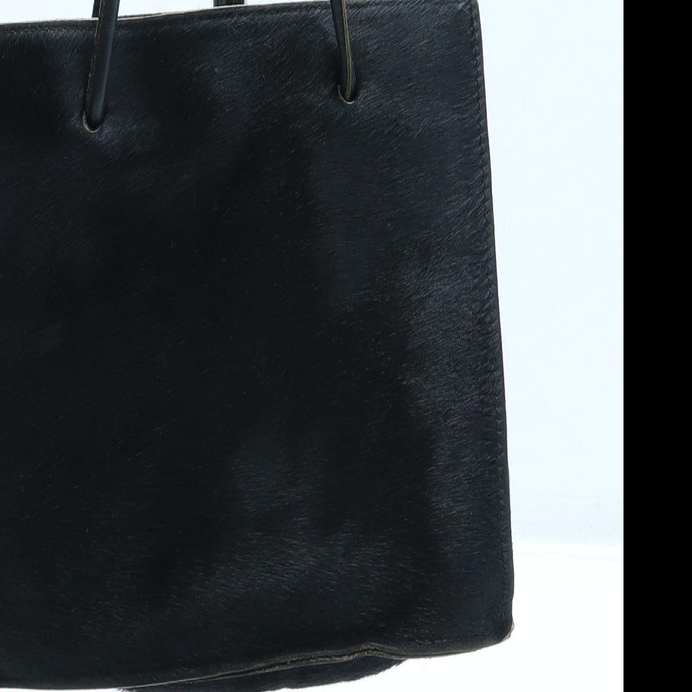 Preworn Womens Black Faux Fur Top Handle Bag Size Small