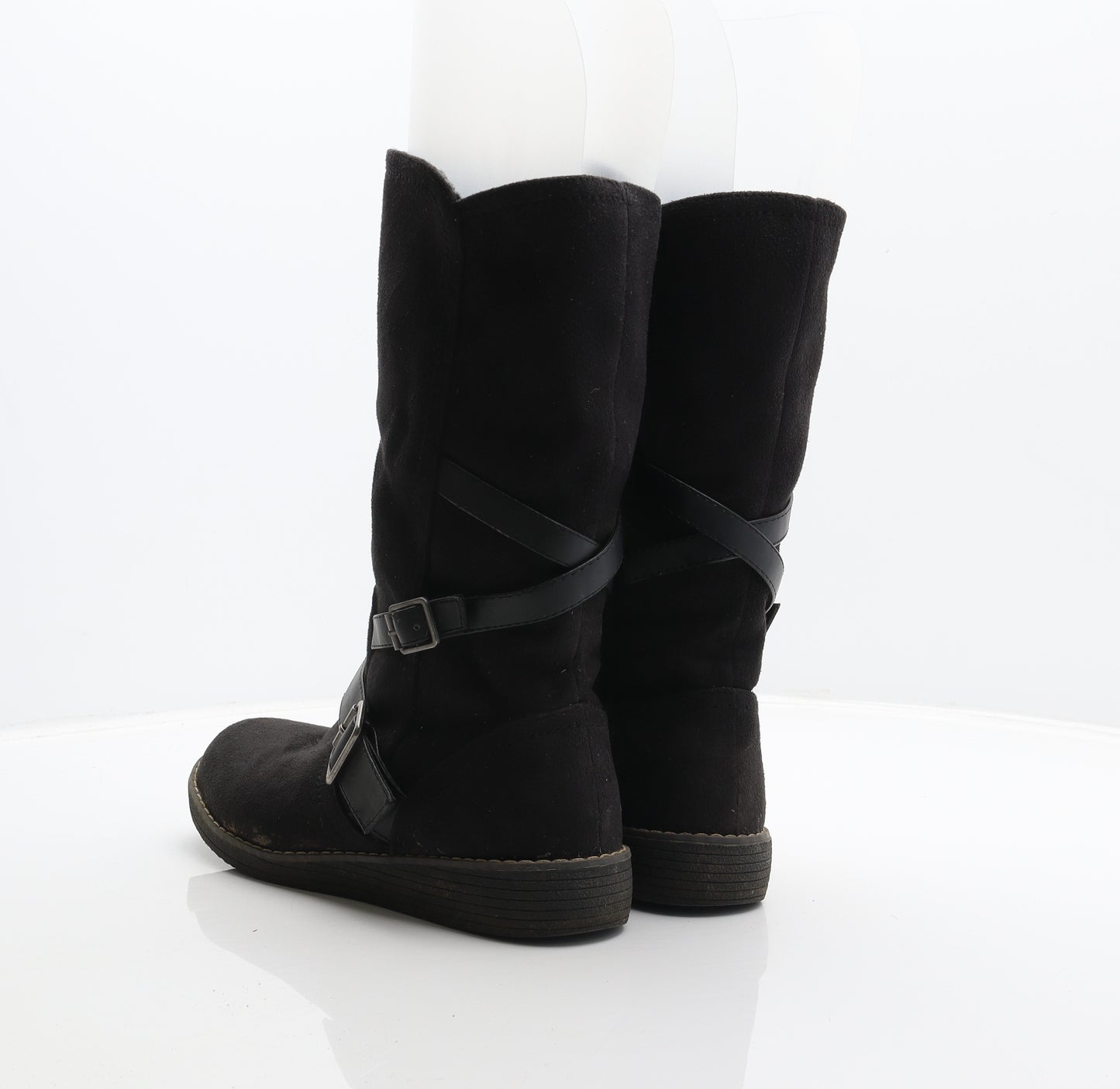 F&F Womens Black Polyester Biker Boot UK 5