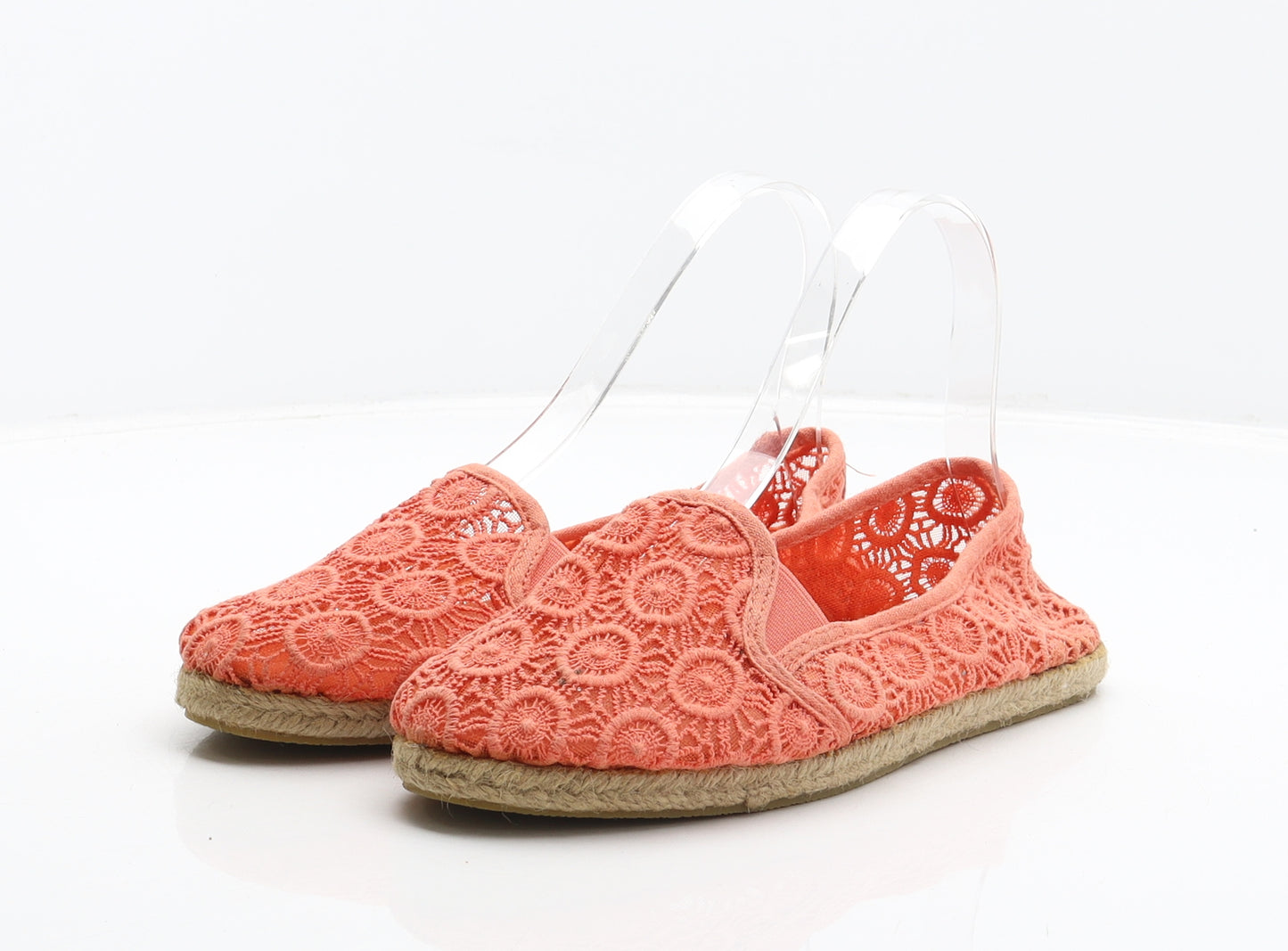 TU Womens Orange Geometric Fabric Espadrille Flat UK 4