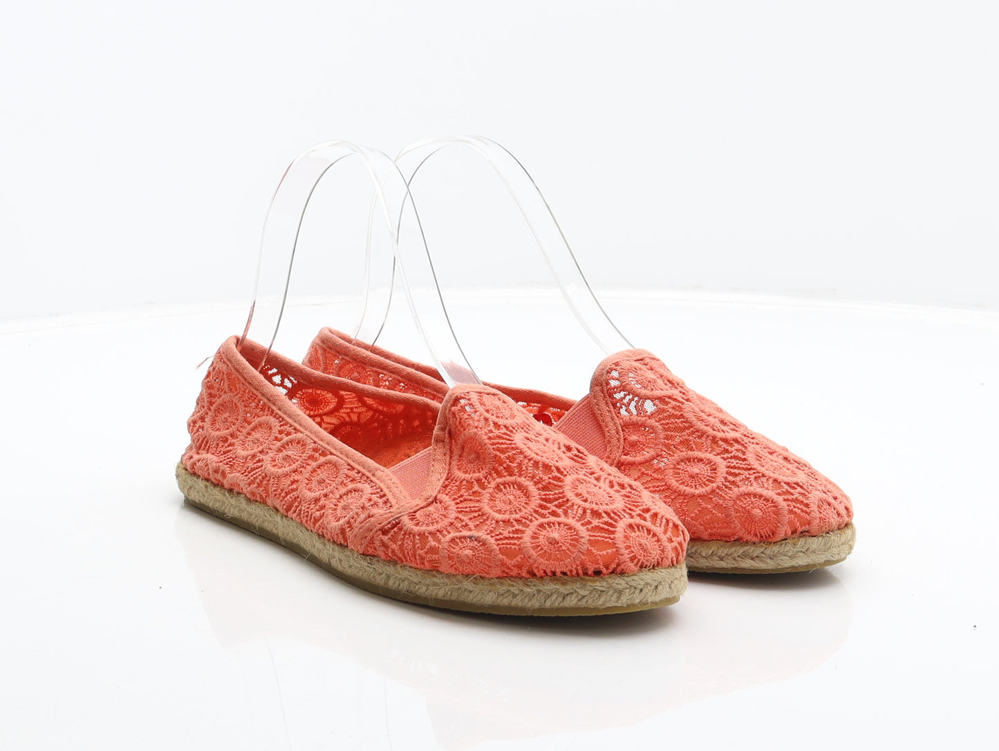 TU Womens Orange Geometric Fabric Espadrille Flat UK 4