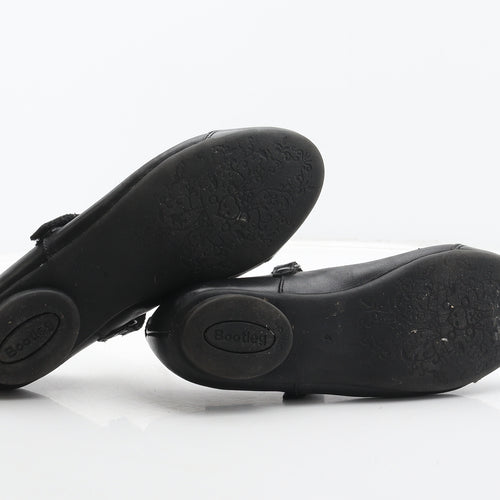 Bootleg Girls Black Leather Mary Jane Flat UK 4 37