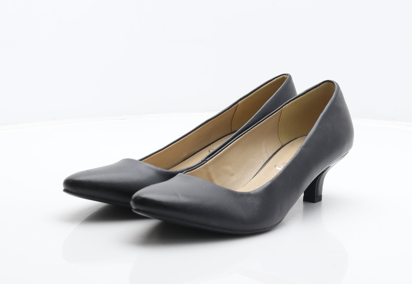 Lilley Womens Black Leather Court Heel UK 7