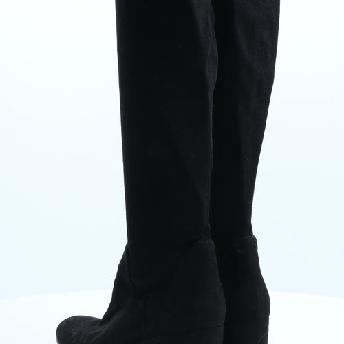 Preworn Womens Black Suede Slip On Boot UK 6 39