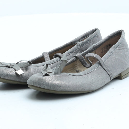 F&F Girls Grey Fabric Ballet Flat UK 10