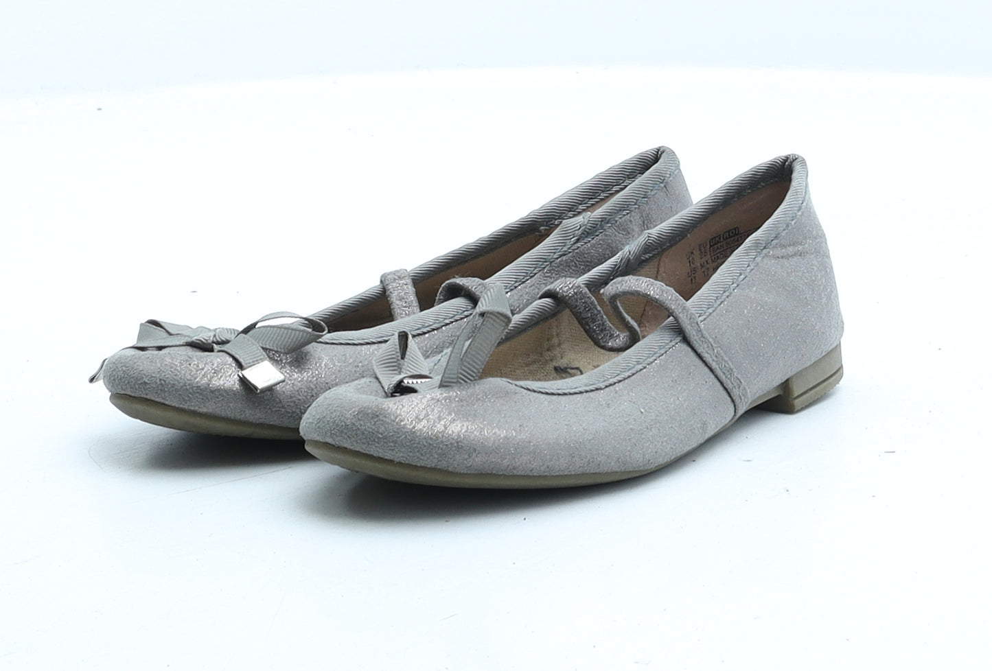 F&F Girls Grey Fabric Ballet Flat UK 10