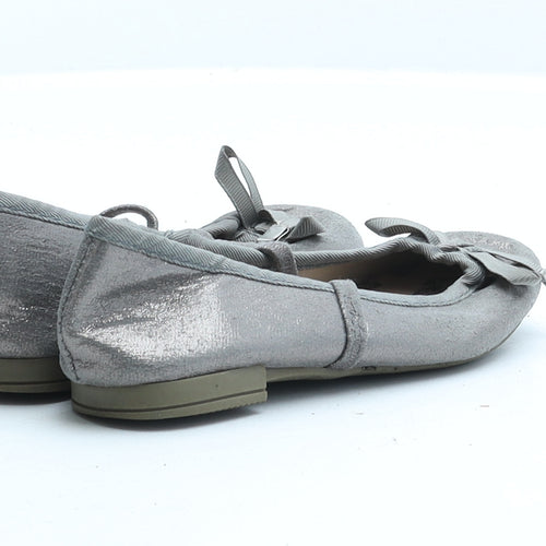 F&F Girls Grey Fabric Ballet Flat UK 10