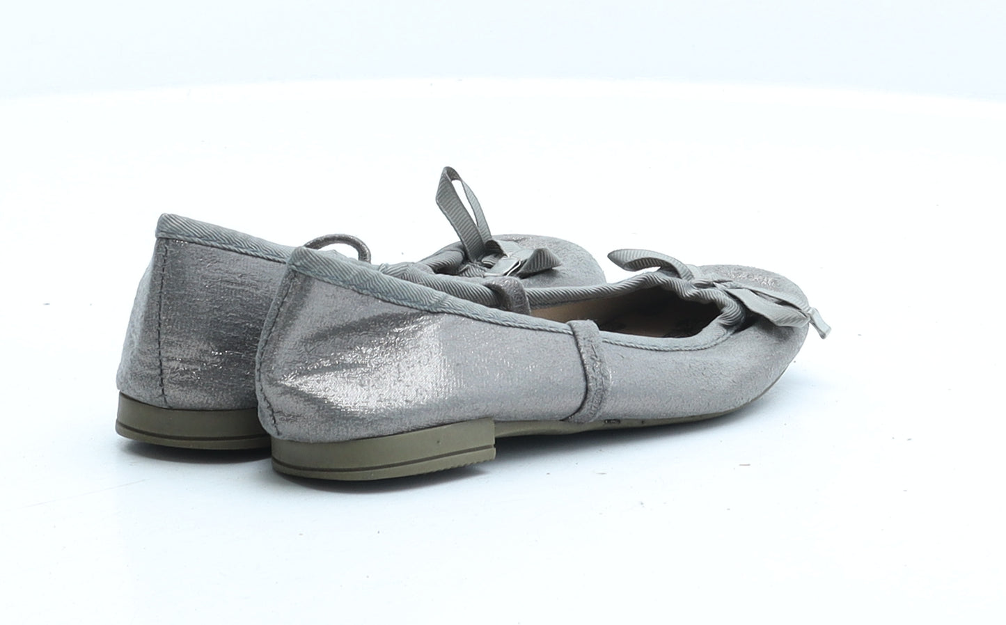 F&F Girls Grey Fabric Ballet Flat UK 10