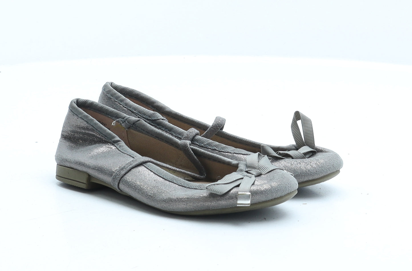 F&F Girls Grey Fabric Ballet Flat UK 10