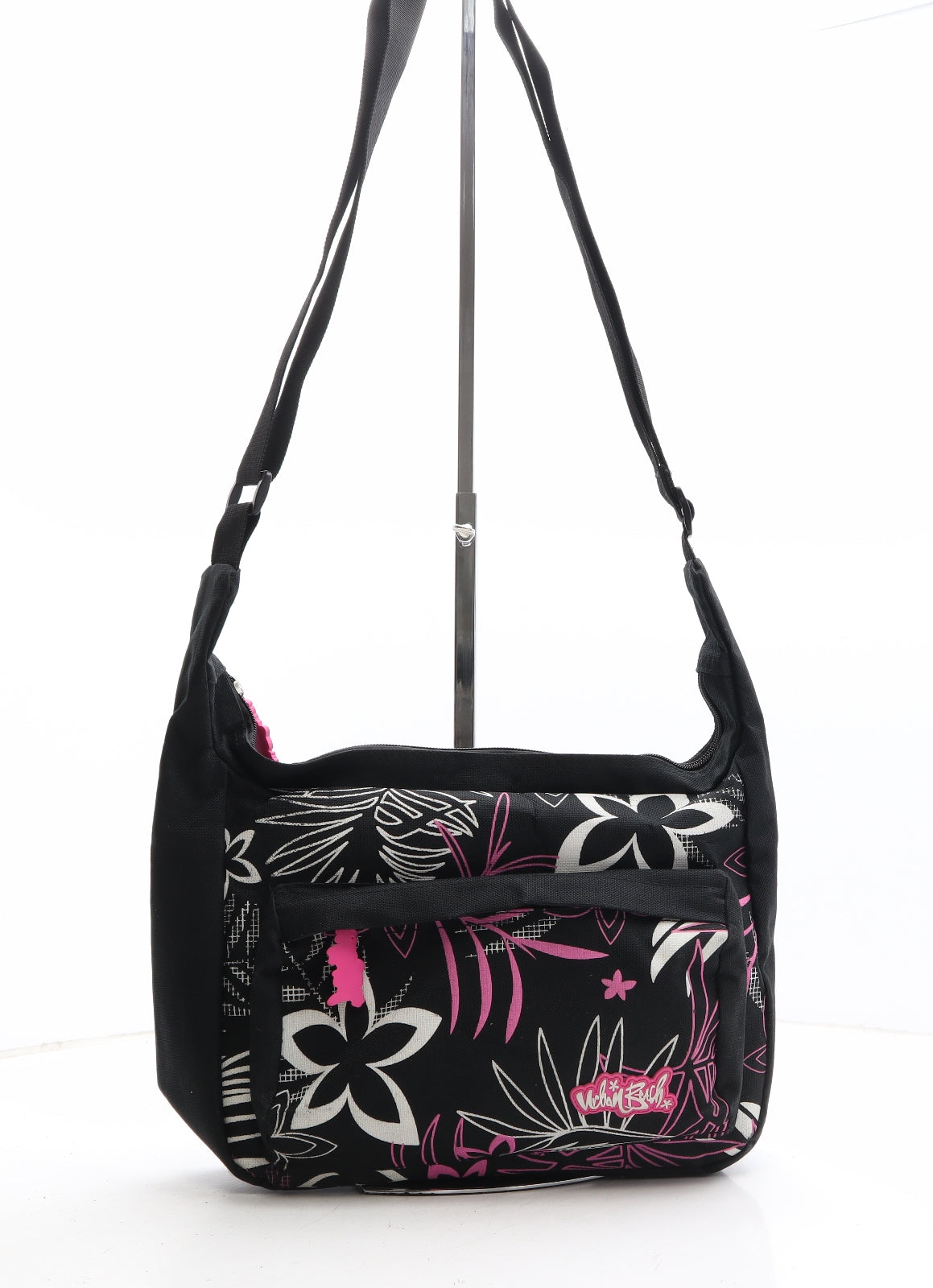 Urban Beach Womens Black Floral Polyester Crossbody Size Medium