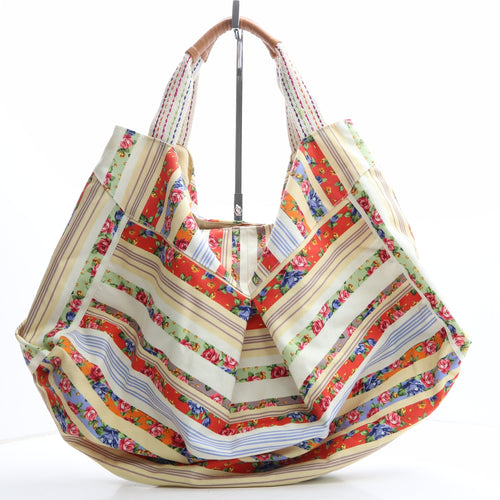 Antak Womens Multicoloured Striped Polyester Shoulder Bag Size Extra Large