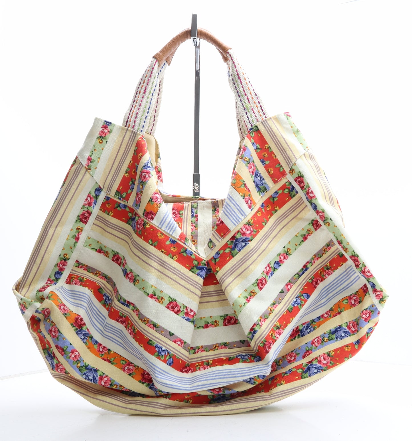 Antak Womens Multicoloured Striped Polyester Shoulder Bag Size Extra Large