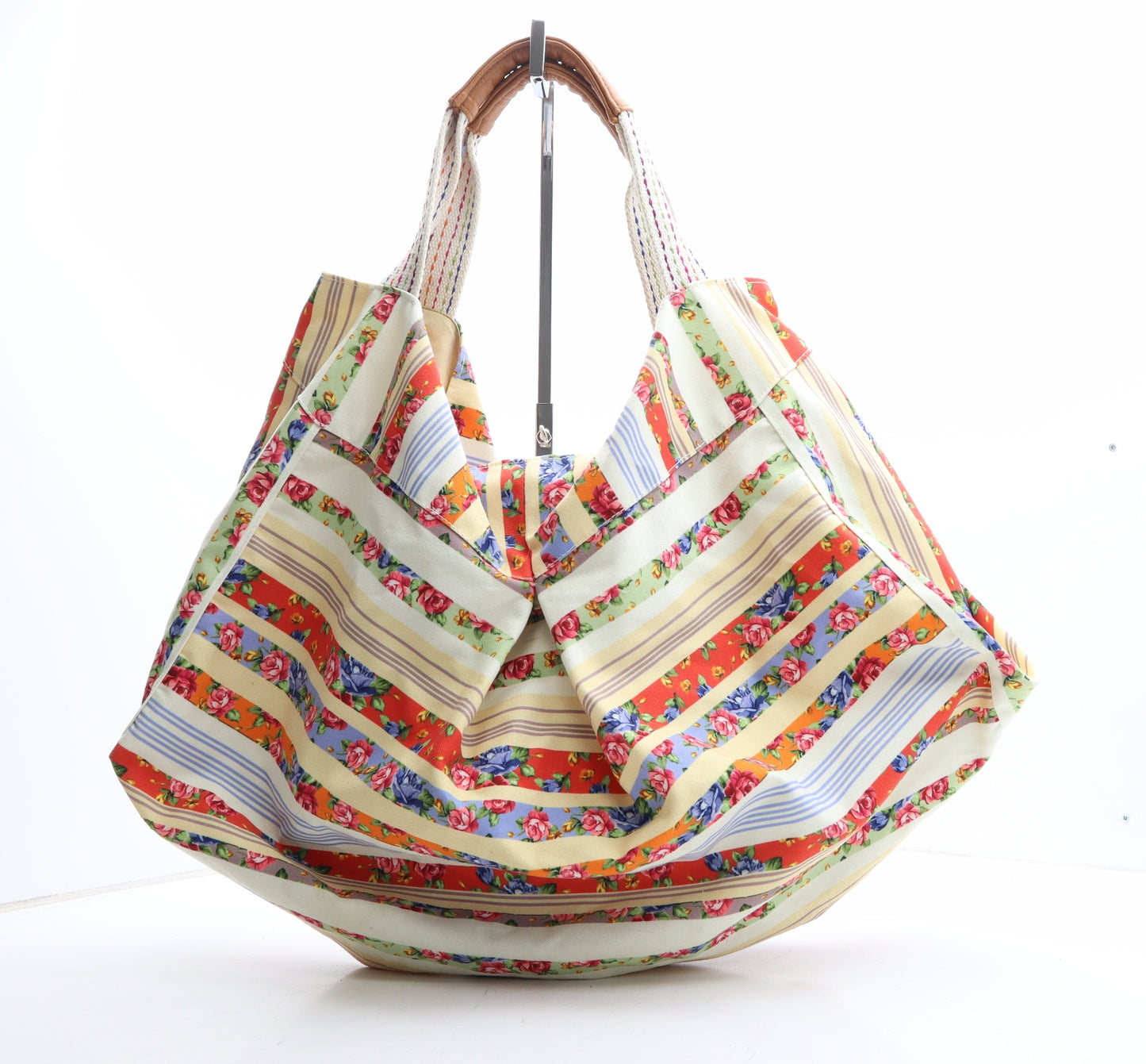Antak Womens Multicoloured Striped Polyester Shoulder Bag Size Extra Large