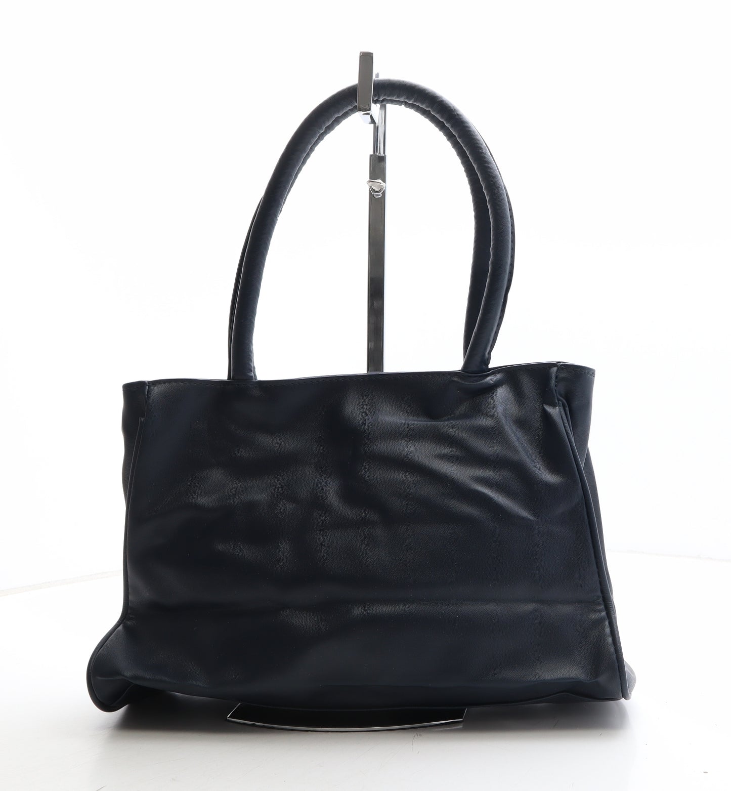 Preworn Womens Blue Leather Top Handle Bag Size Medium