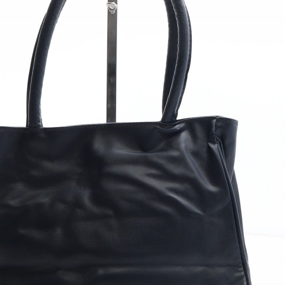 Preworn Womens Blue Leather Top Handle Bag Size Medium