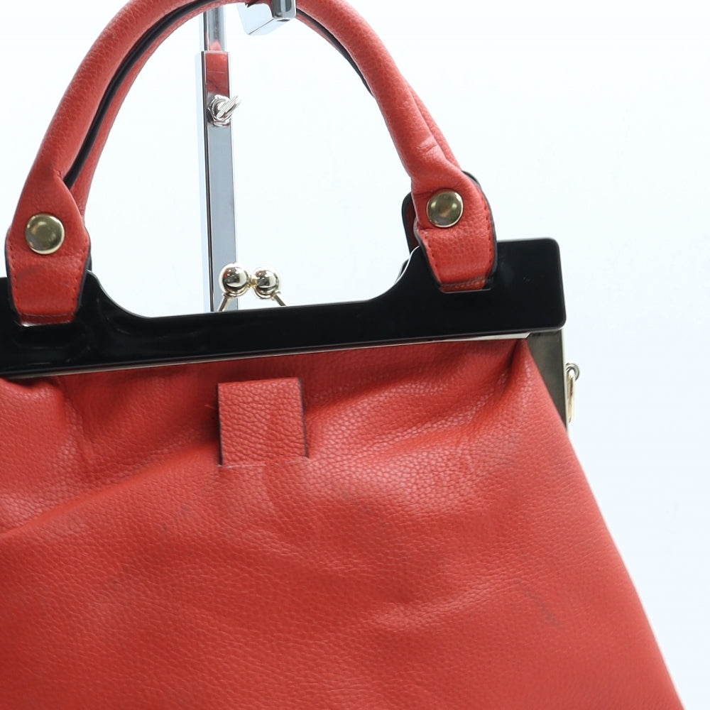 Neoglory Womens Red Leather Top Handle Bag Size Small