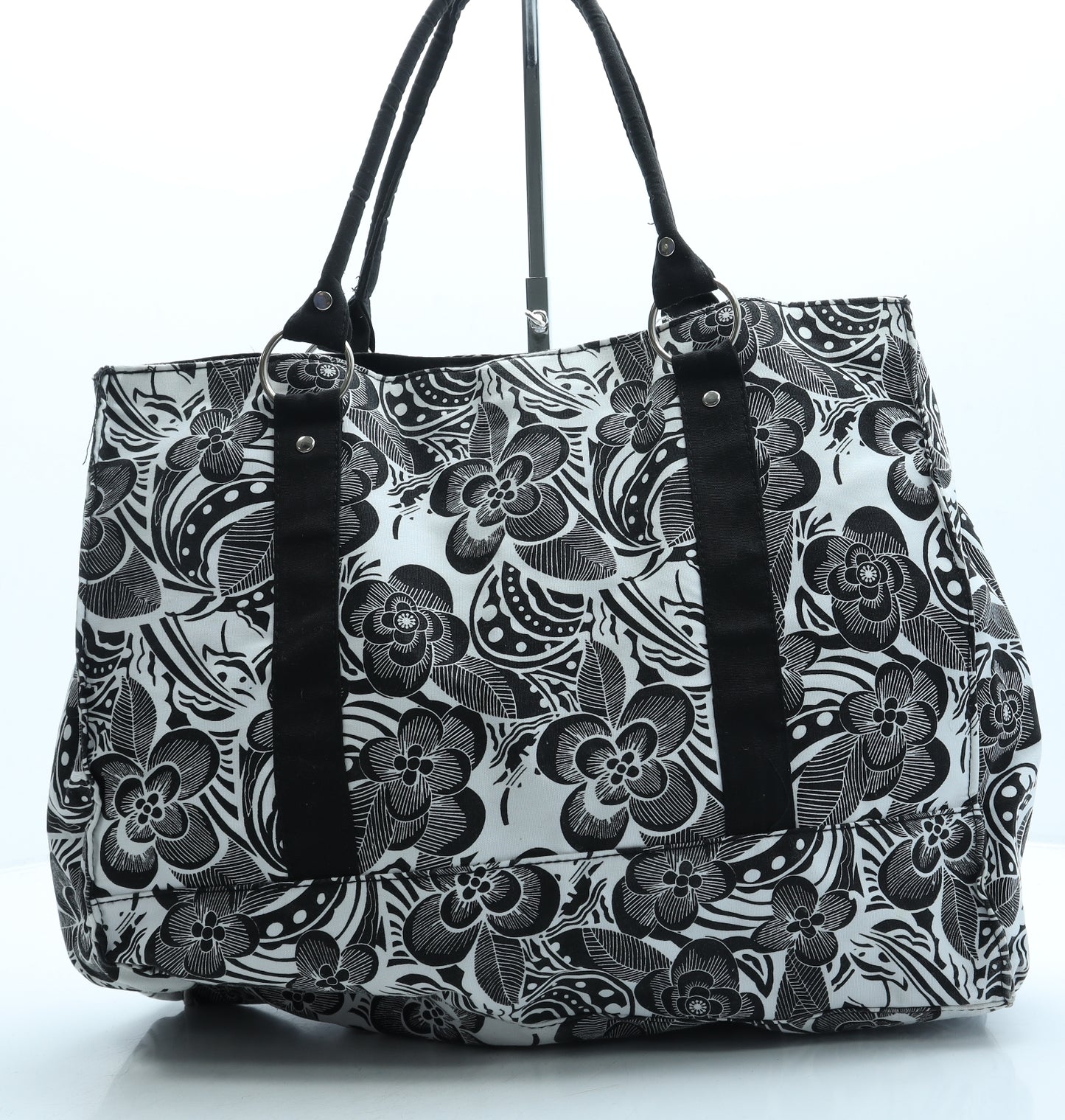 Matalan Womens Black Floral Polyester Top Handle Bag Size Large