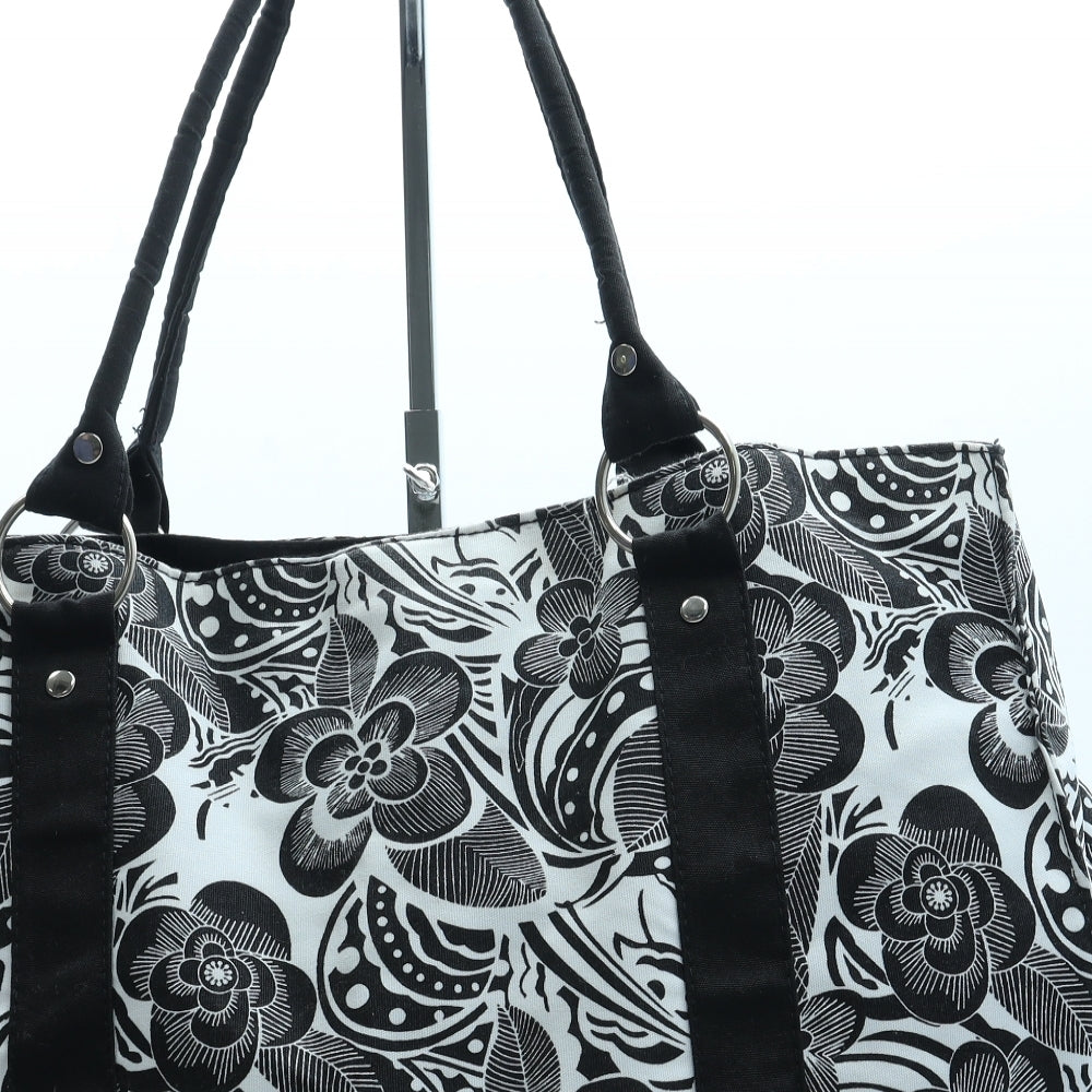 Matalan Womens Black Floral Polyester Top Handle Bag Size Large