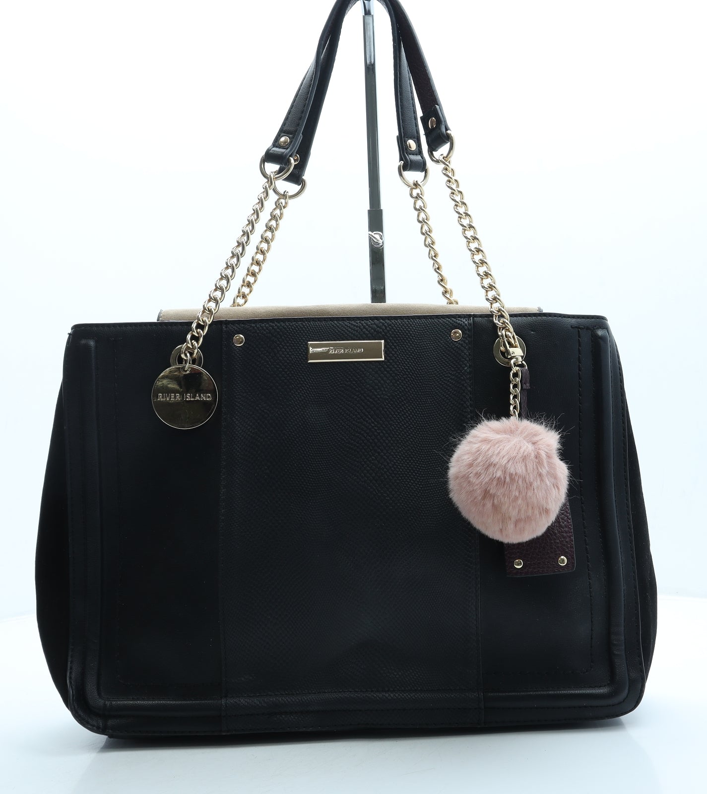 River Island Womens Black Leather Top Handle Bag Size Large