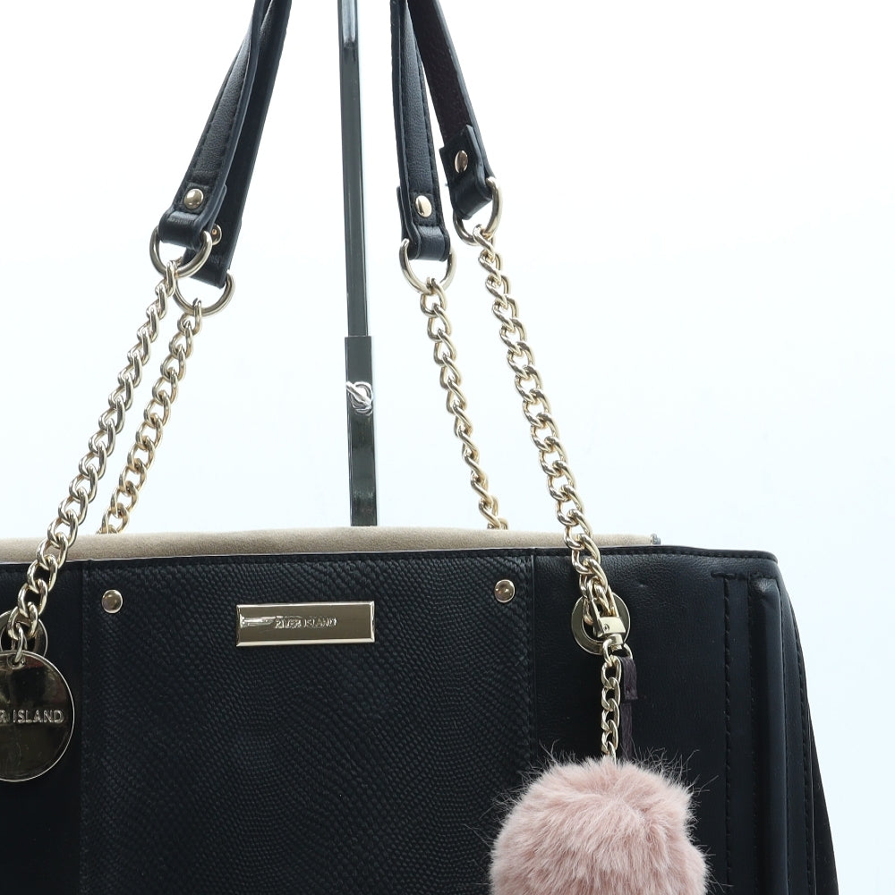 River Island Womens Black Leather Top Handle Bag Size Large