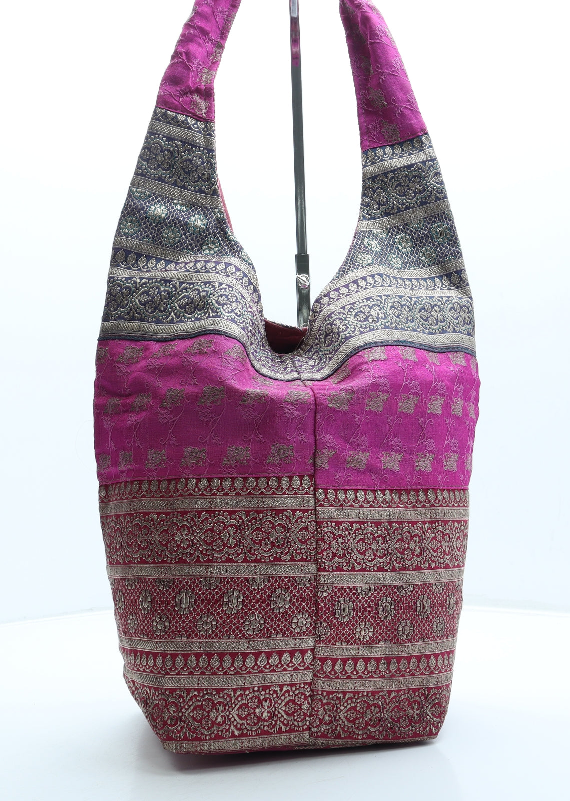 Preworn Womens Pink Geometric Polyester Shoulder Bag Size Large