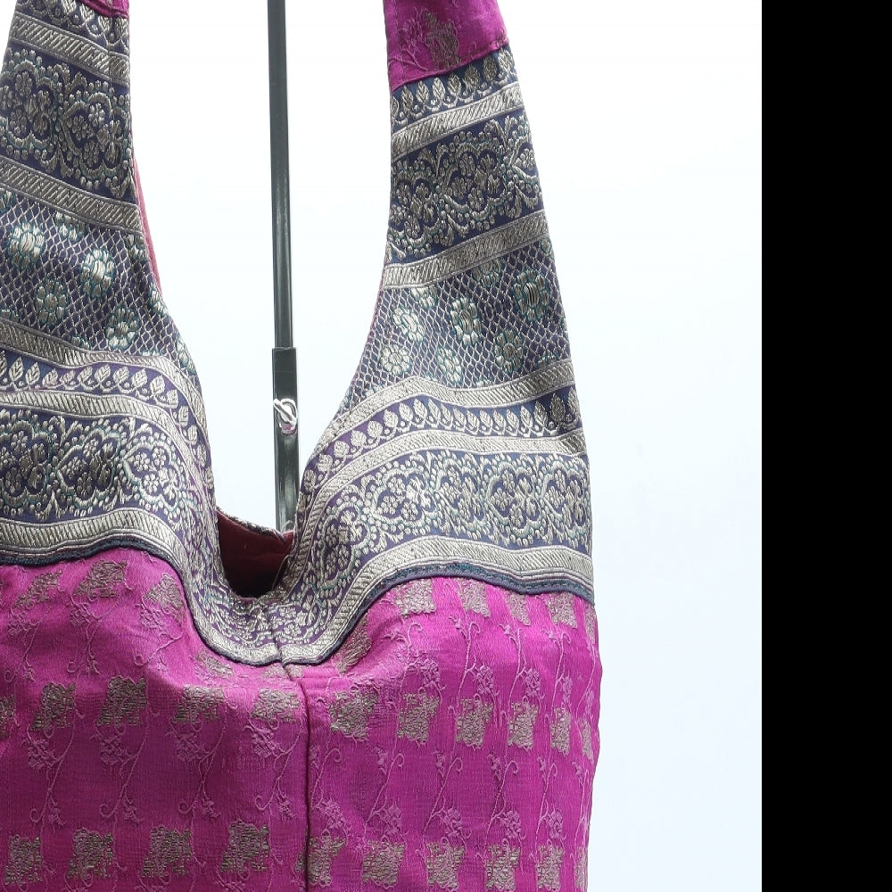 Preworn Womens Pink Geometric Polyester Shoulder Bag Size Large