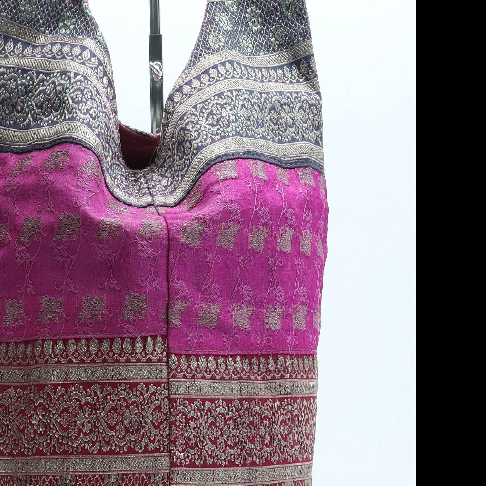 Preworn Womens Pink Geometric Polyester Shoulder Bag Size Large