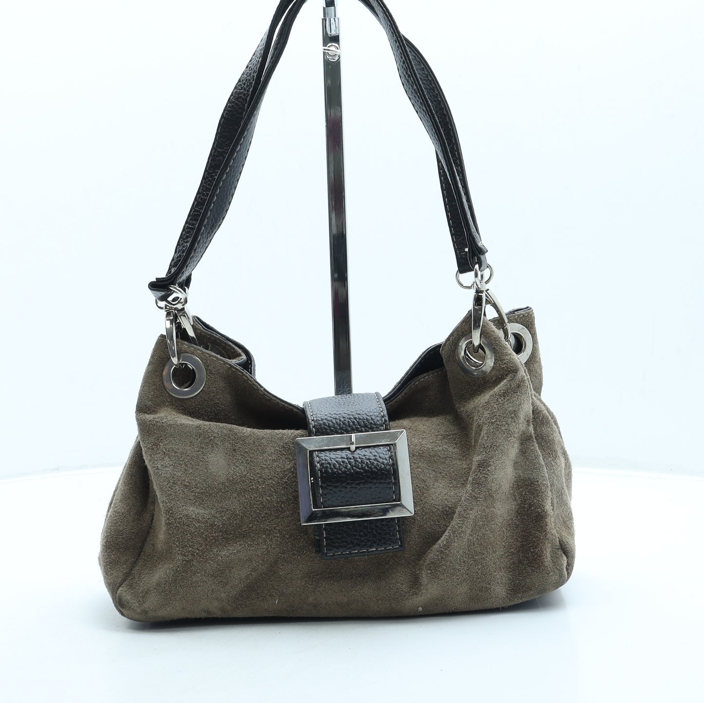 Preworn Womens Brown Suede Top Handle Bag Size Small