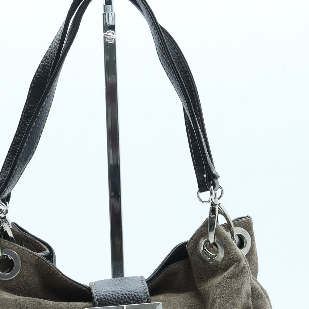 Preworn Womens Brown Suede Top Handle Bag Size Small