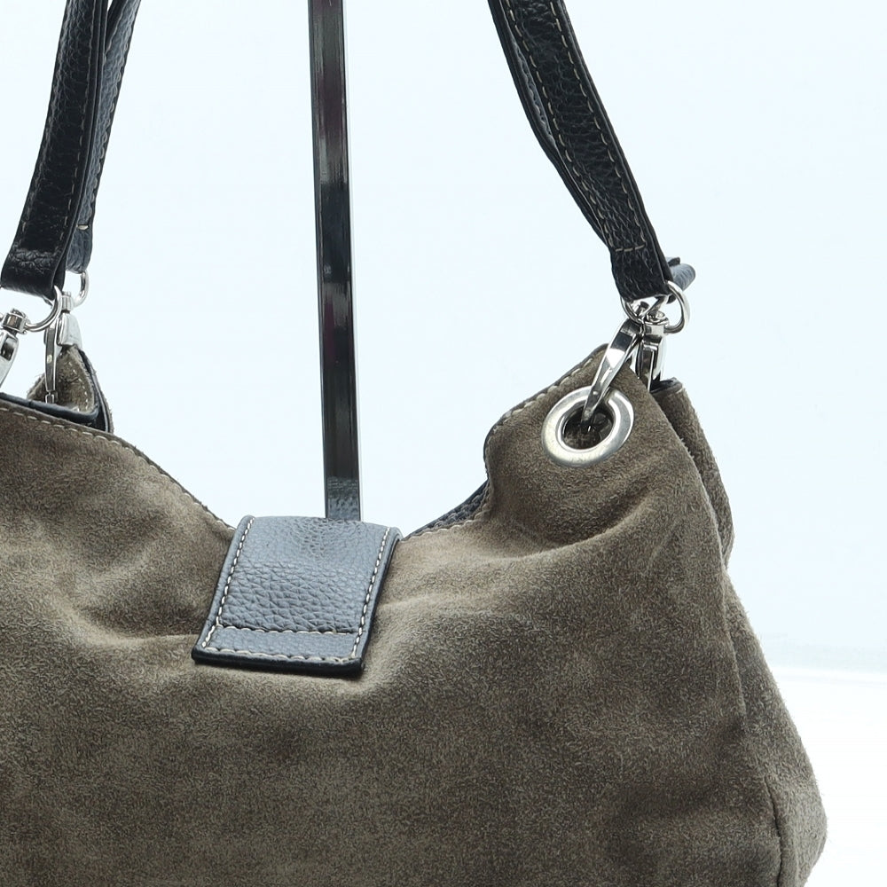Preworn Womens Brown Suede Top Handle Bag Size Small