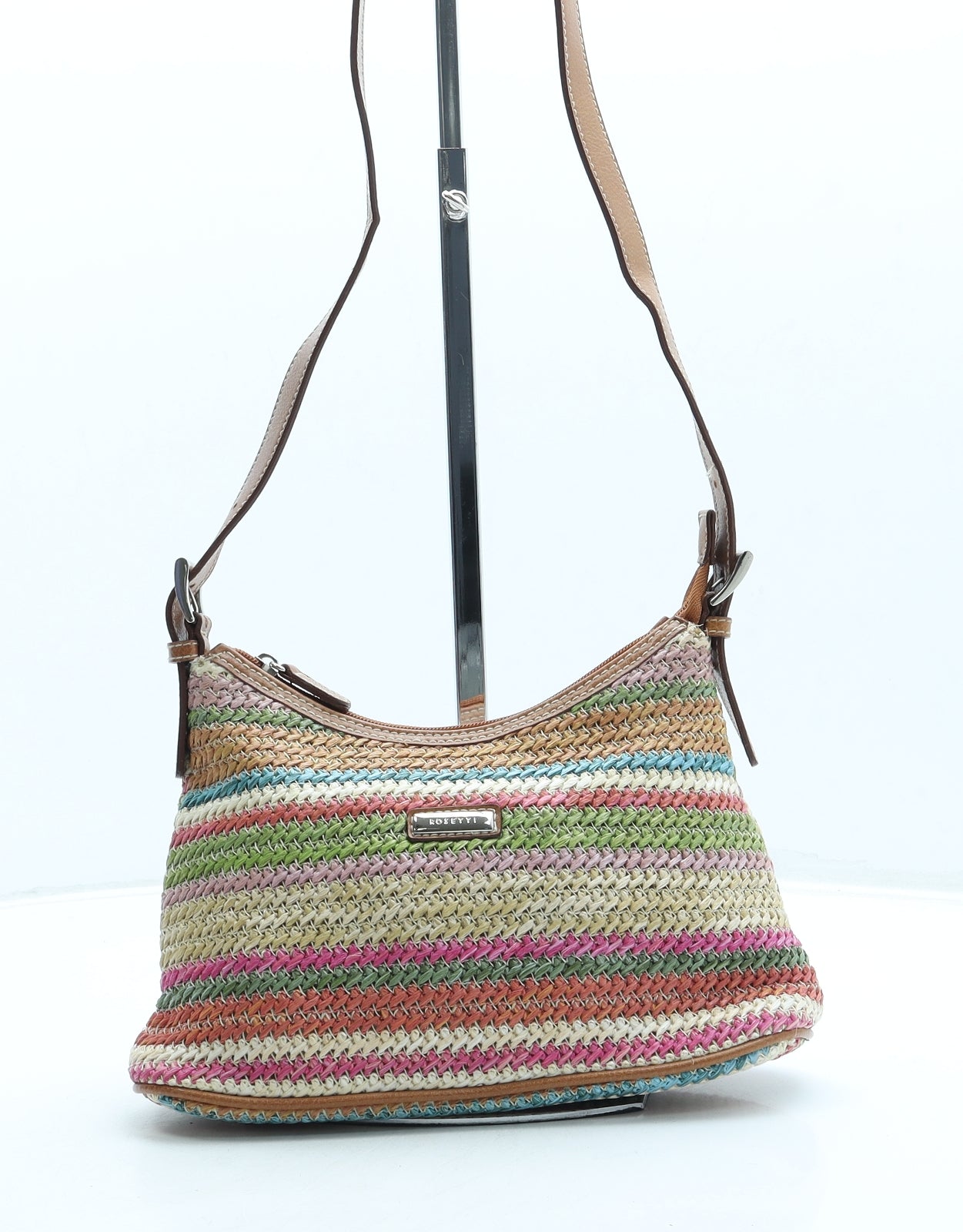 Rosetti Womens Multicoloured Striped Wicker Shoulder Bag Size Small