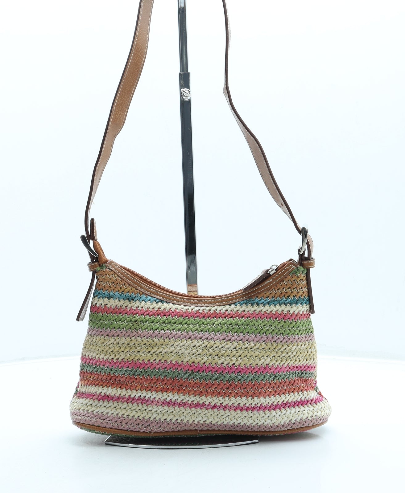 Rosetti Womens Multicoloured Striped Wicker Shoulder Bag Size Small