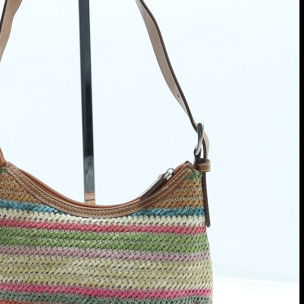 Rosetti Womens Multicoloured Striped Wicker Shoulder Bag Size Small