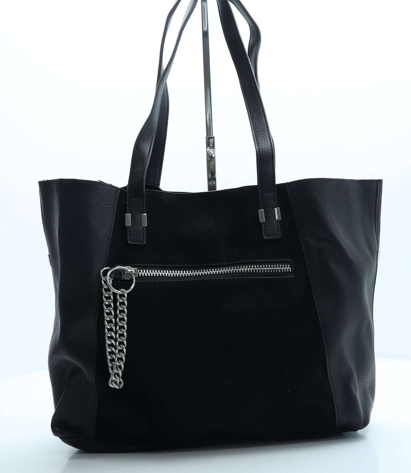 Topshop Womens Black Leather Shoulder Bag Size Large