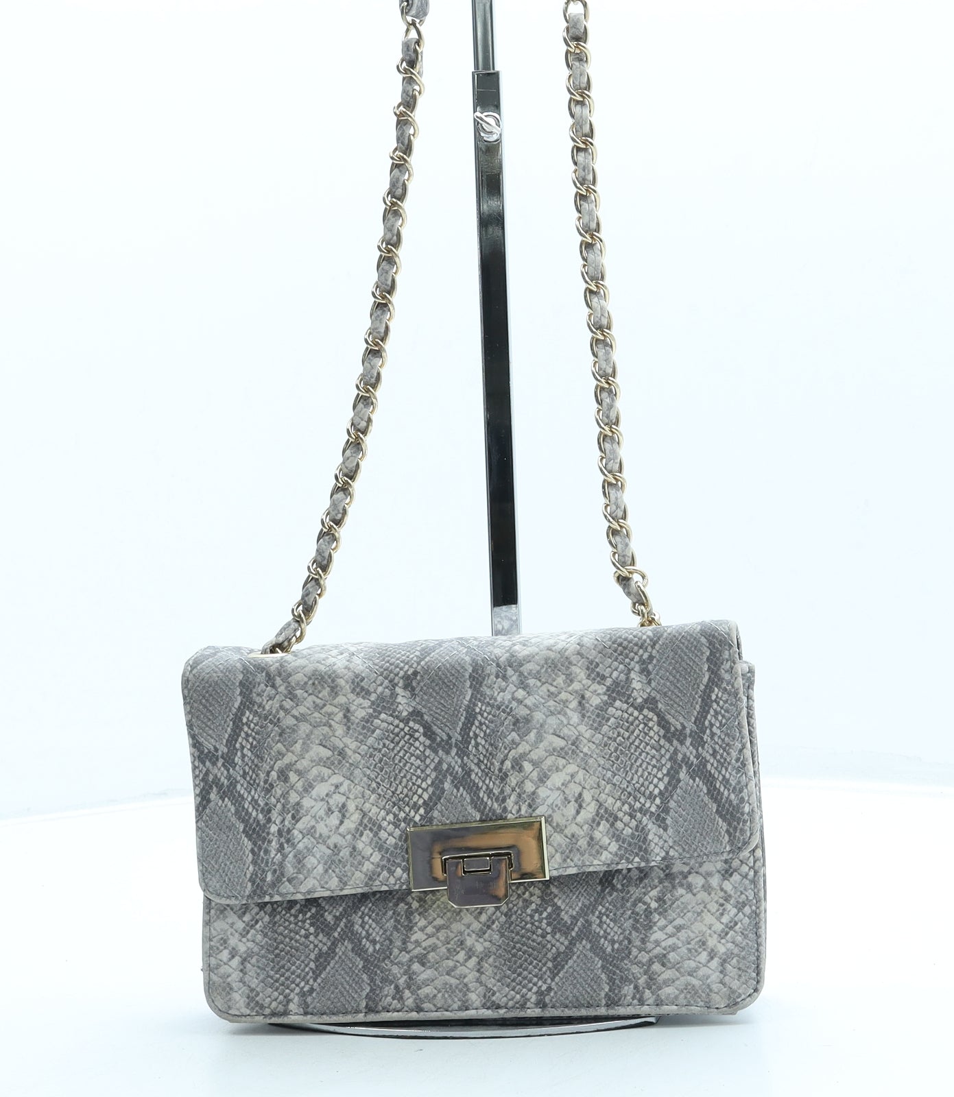ASOS Womens Grey Animal Print Leather Crossbody Size Small