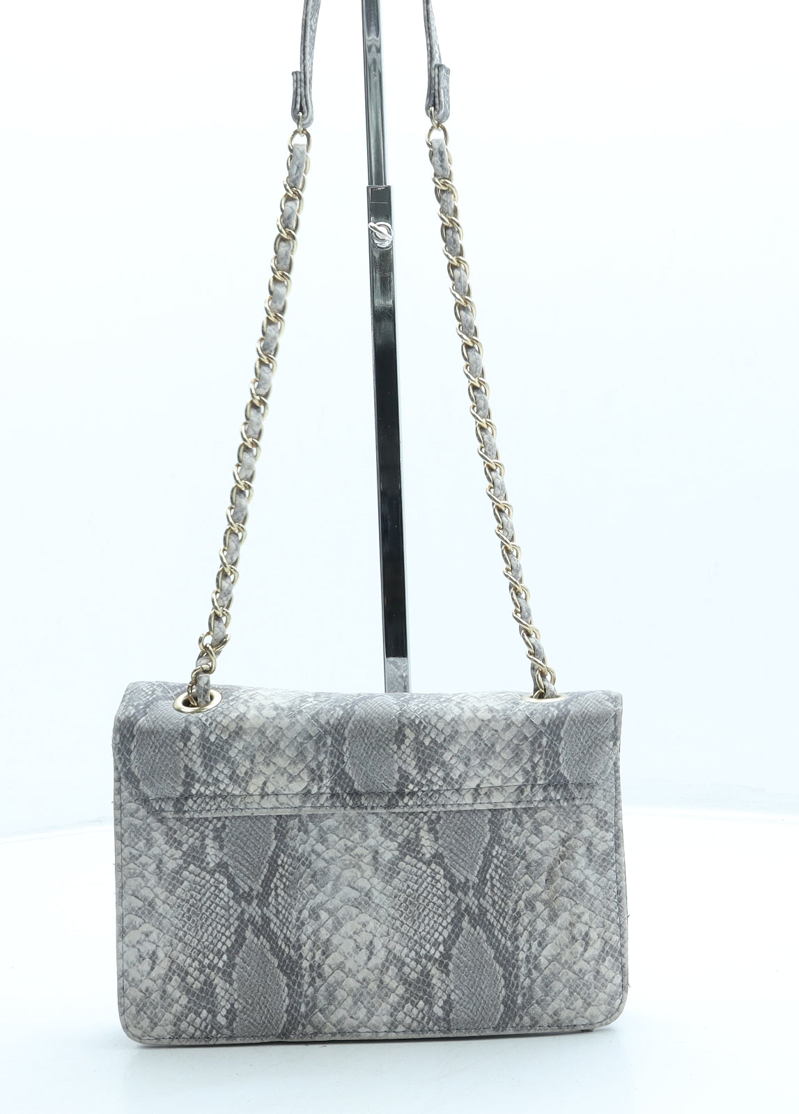 ASOS Womens Grey Animal Print Leather Crossbody Size Small