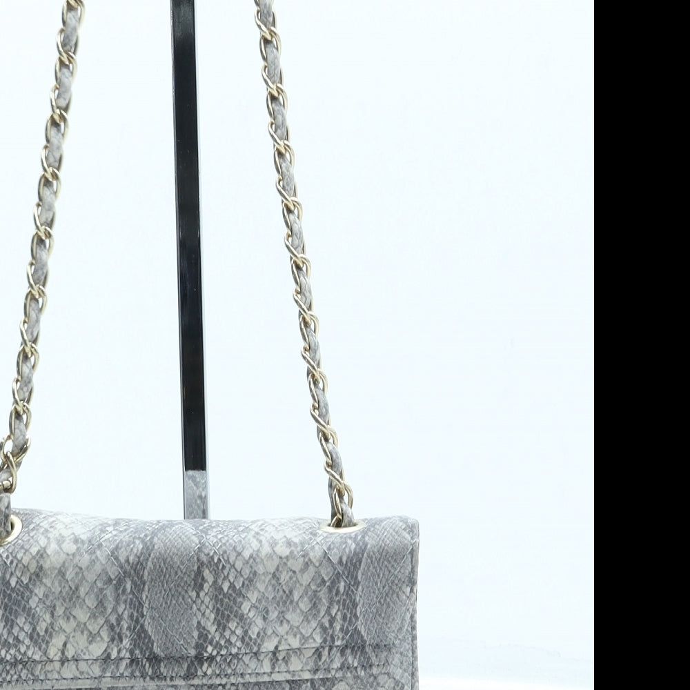 ASOS Womens Grey Animal Print Leather Crossbody Size Small