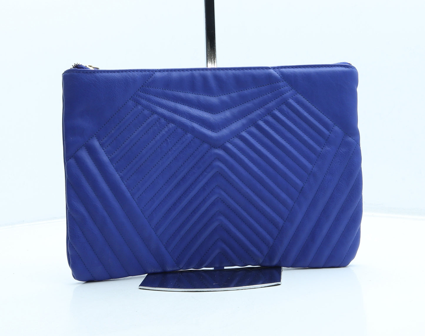 New Look Womens Blue Geometric Leather Clutch Size Small