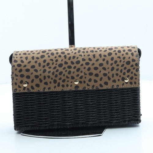 New Look Womens Brown Animal Print Wicker Clutch Size Small