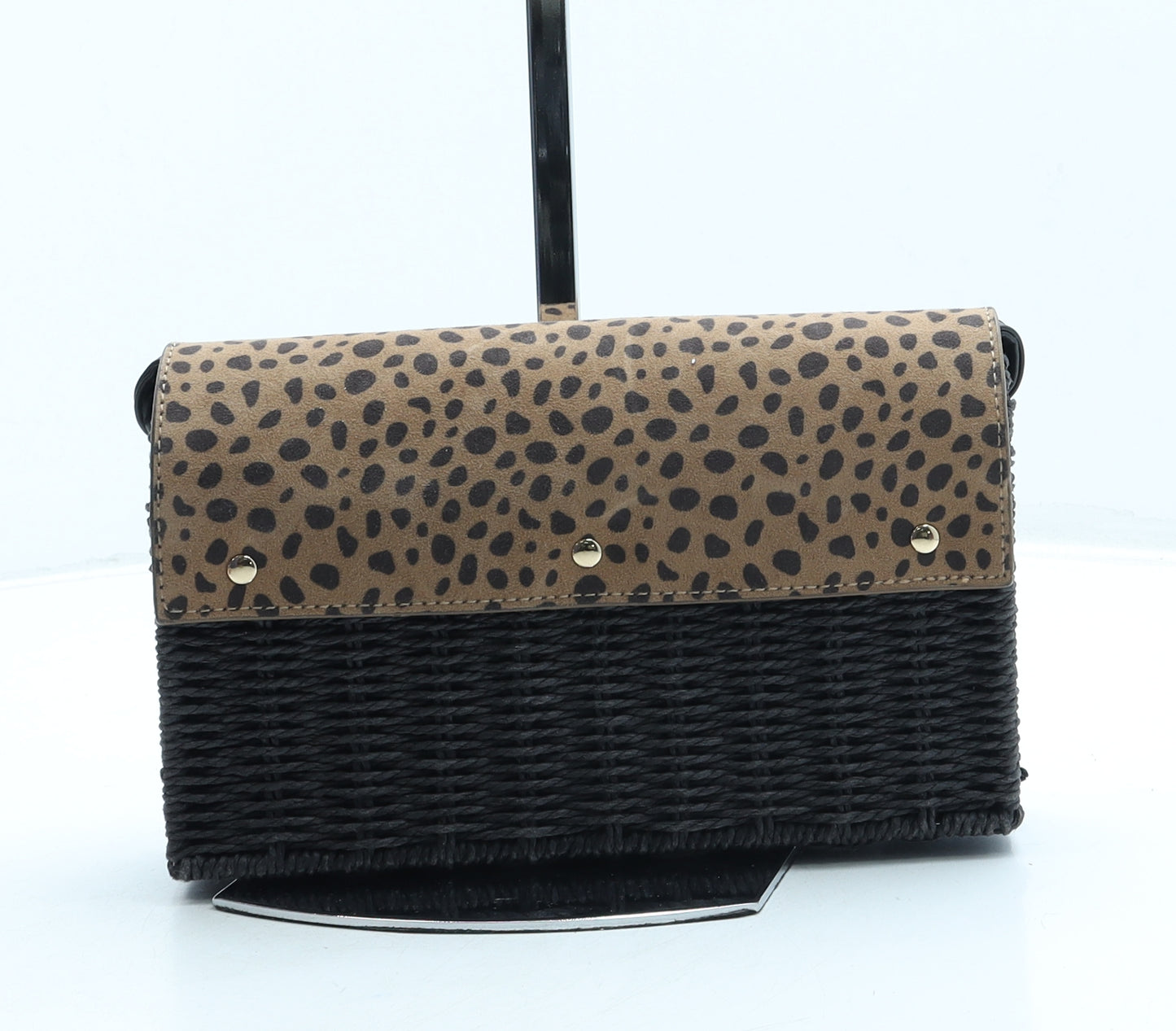 New Look Womens Brown Animal Print Wicker Clutch Size Small