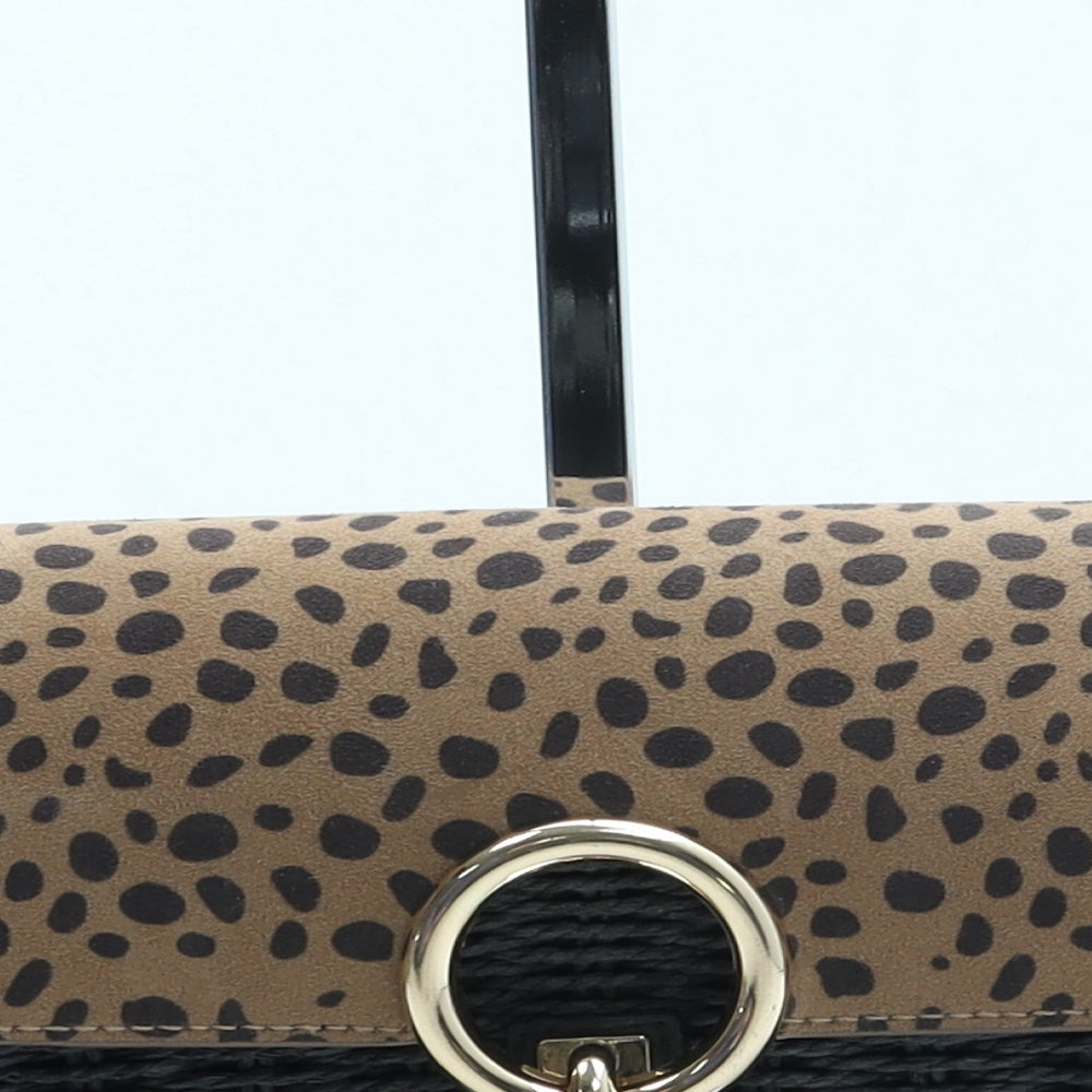 New Look Womens Brown Animal Print Wicker Clutch Size Small