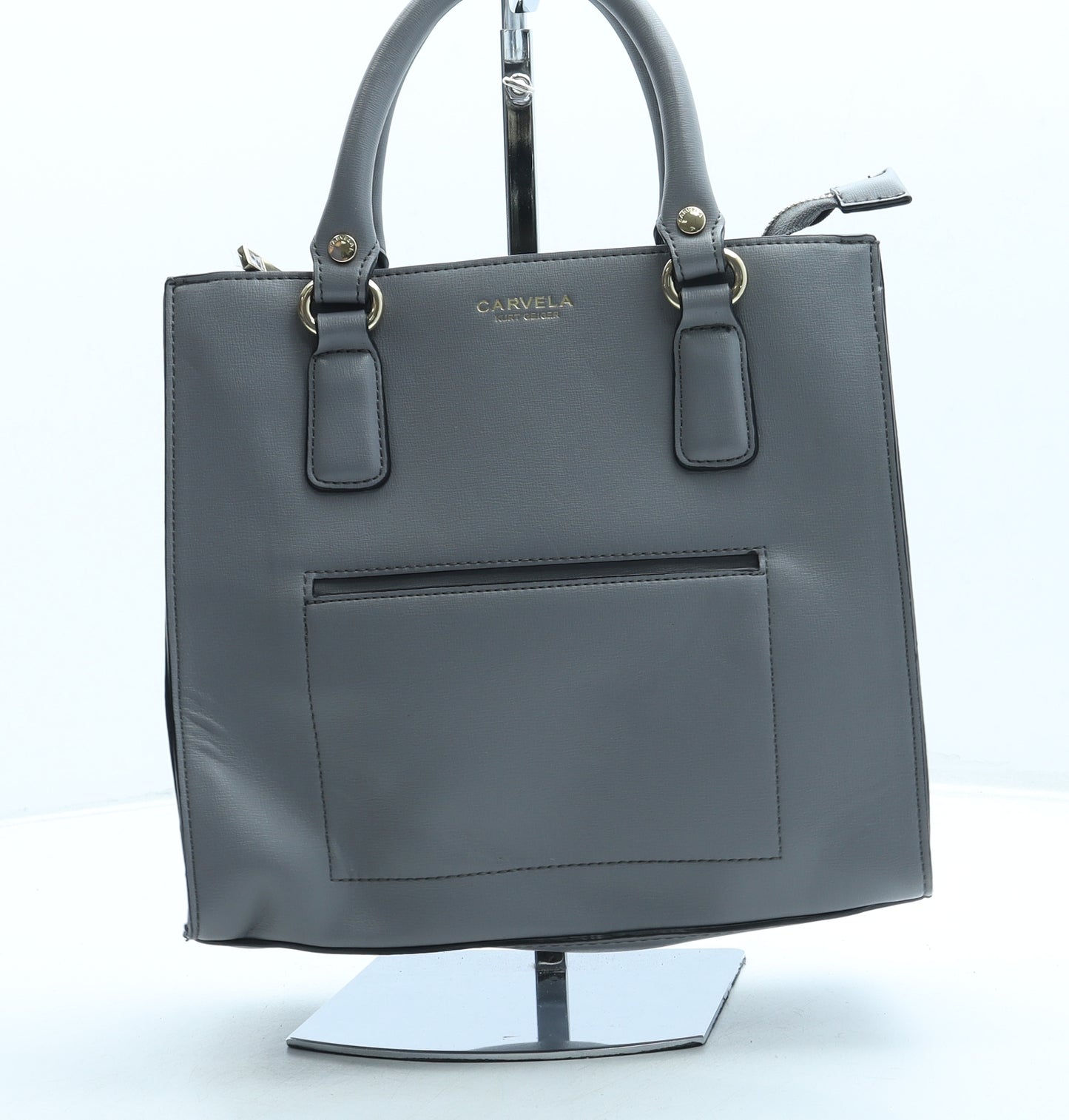 Carvela Womens Grey Leather Top Handle Bag Size Small