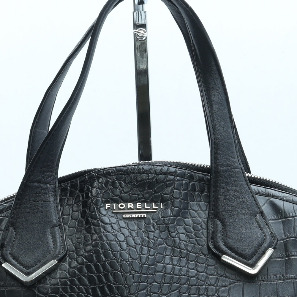Fiorelli Womens Black Animal Print Leather Top Handle Bag Size Medium