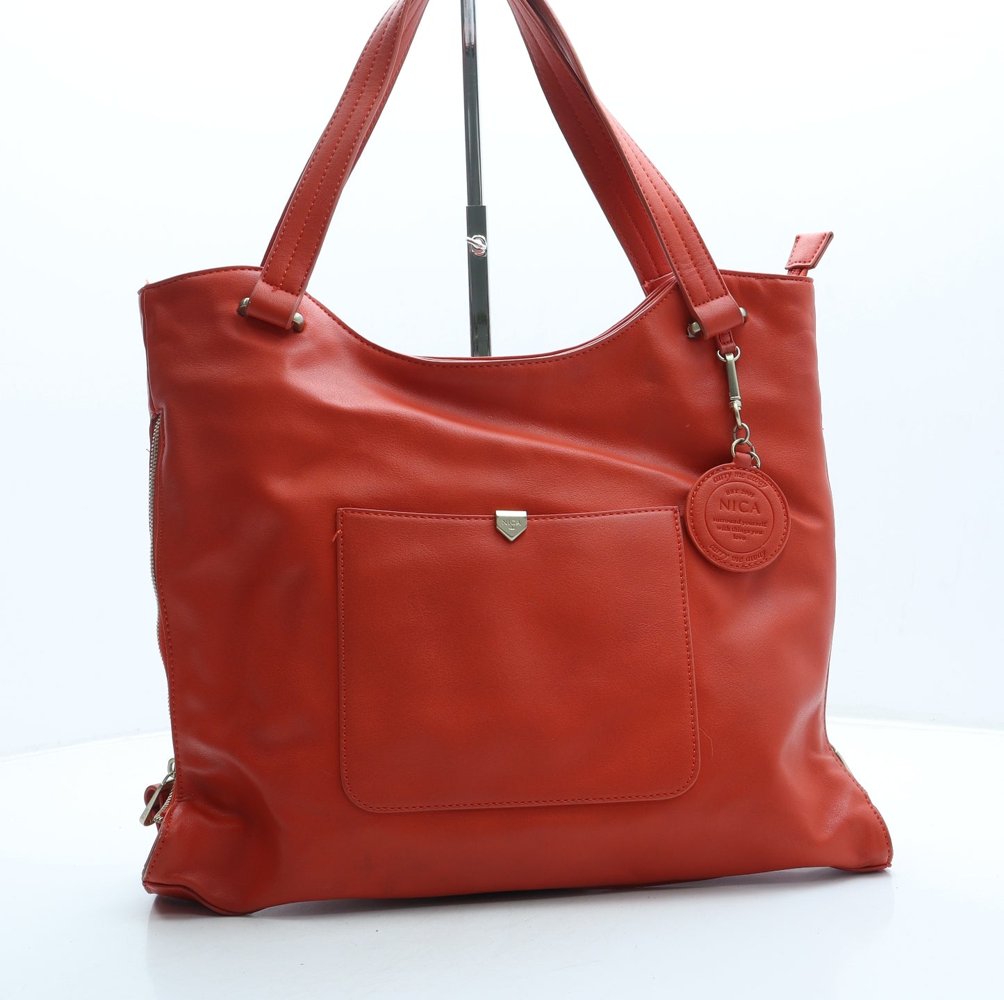 Nica Womens Orange Leather Shoulder Bag Size Large