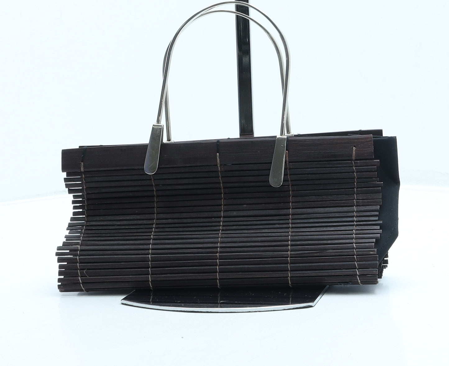 Preworn Womens Brown Wood Top Handle Bag Size Small